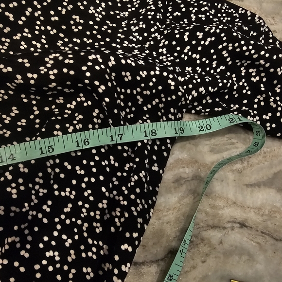 Zara Black White Dotted Midi Dress M Long Sleeve Mock Neck Waist Detail - Picture 5 of 7